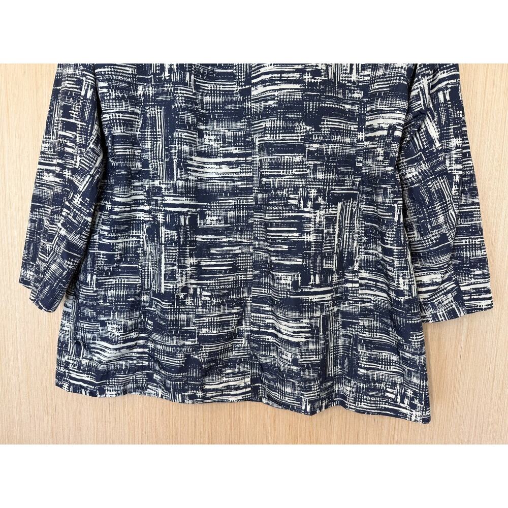 Coldwater Creek Abstract Print Rain Trench Jacket Womens Size XL 16 Navy Pockets - Picture 7 of 12
